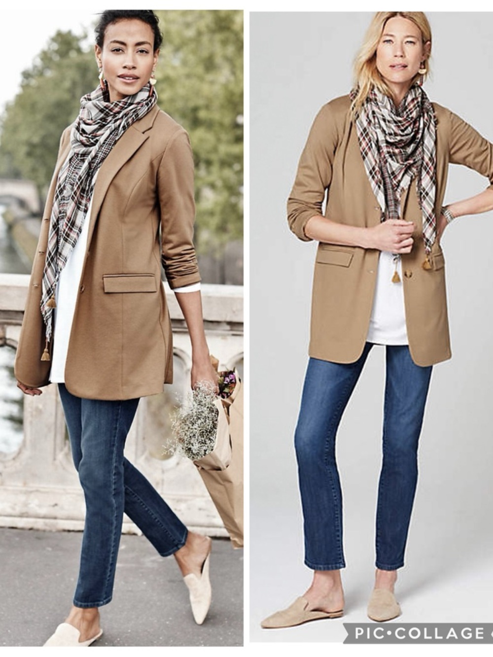 EUC J. Jill Ponte Knit Button Front Blazer in Camel/Tan
